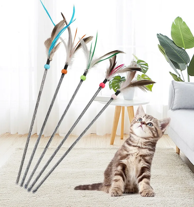 Juguete interactivo con plumas para gatos