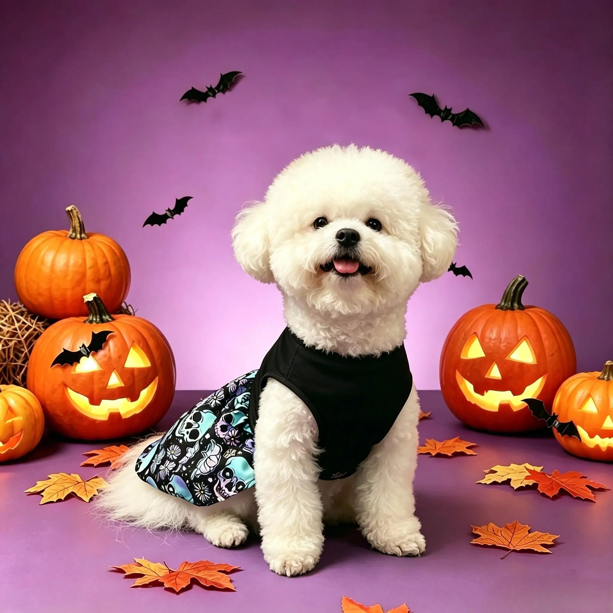 Perro con vestido de princesa degradado para Halloween