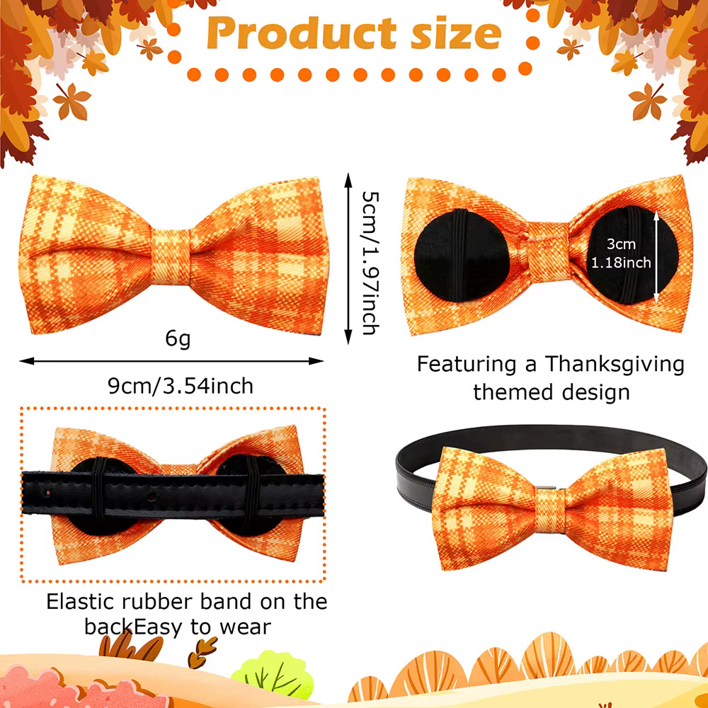 Pajarita extraíble a cuadros con calabaza para perro - imagen 3