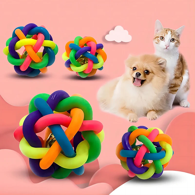 Set 3 Juguetes de Goma para Perros Cachorros – Pelotas Resistentes con Campana