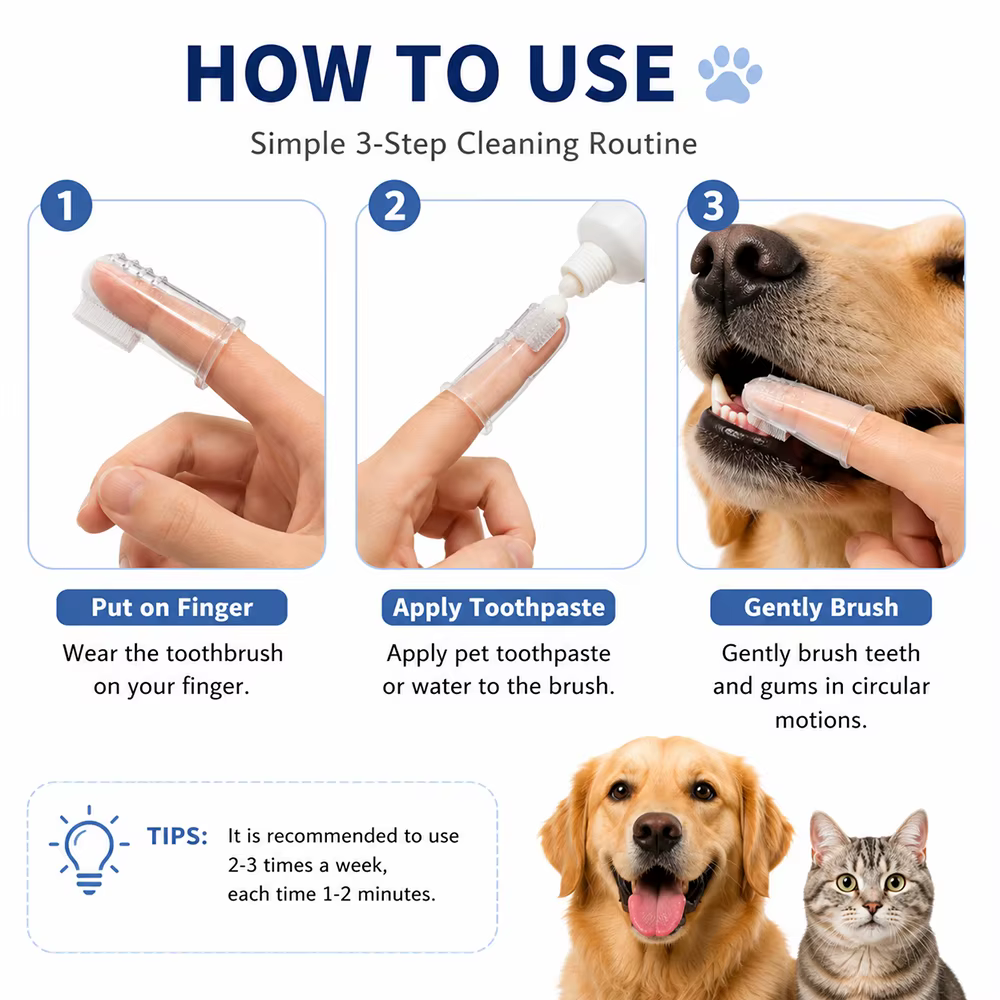 Cepillo de dientes de silicona para perros y gatos: sarro y mal aliento - imagen 2