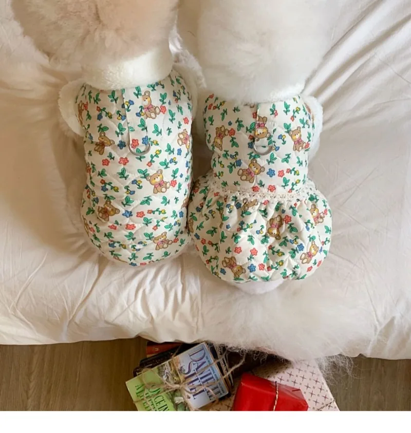 Mascota con el vestido en postura relajada