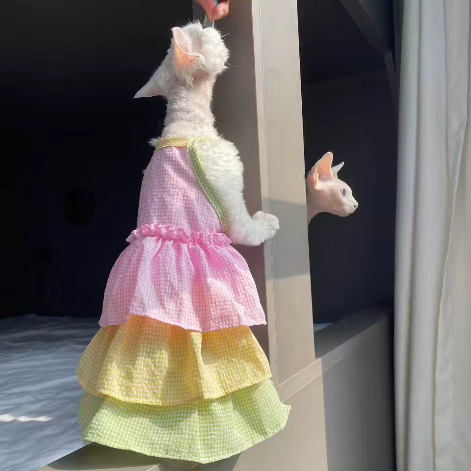 Ropa de verano para gatos Sphynx y Devon Rex: vestido algodón