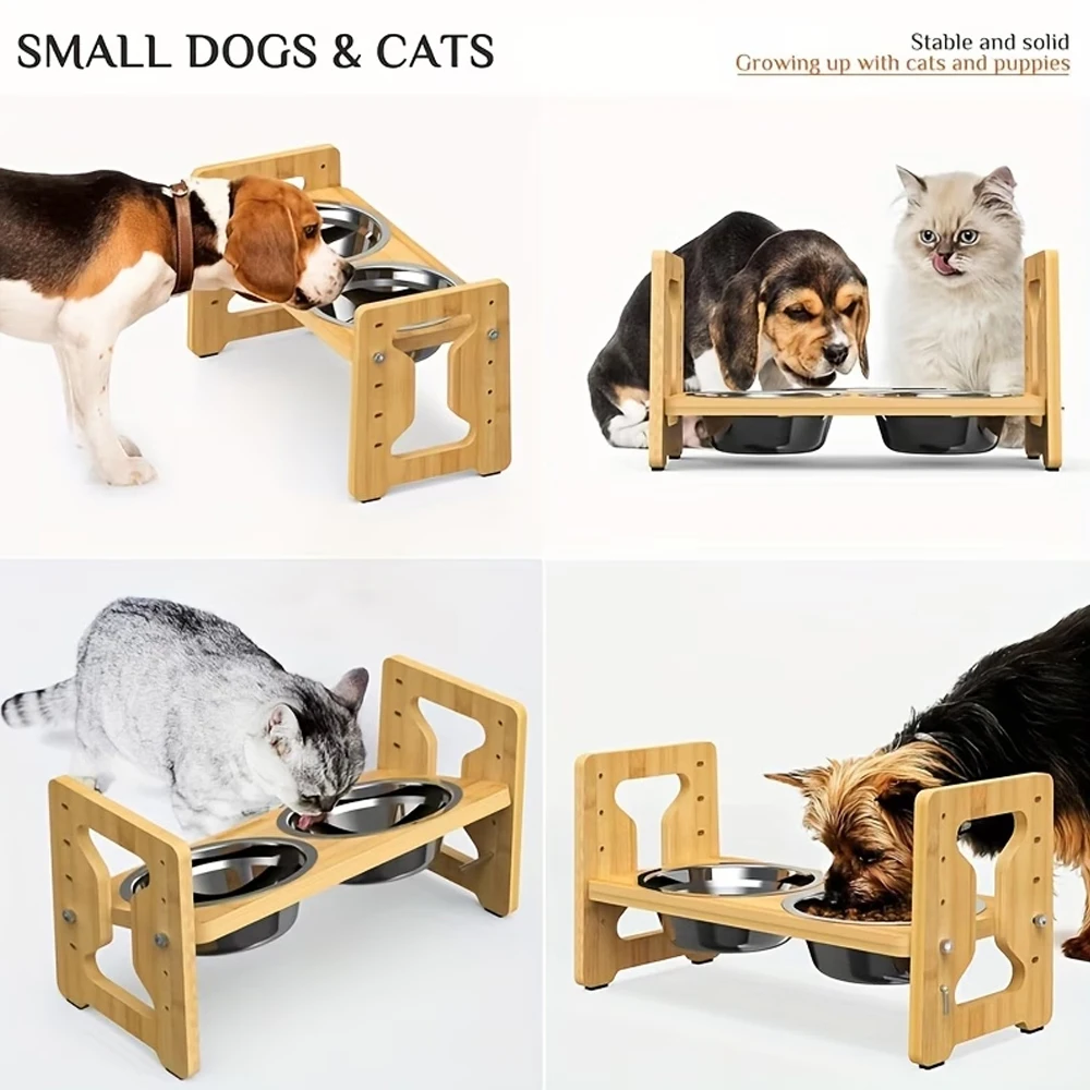 Comedero elevado ajustable para gatos – Tazón acero inoxidable - imagen 5