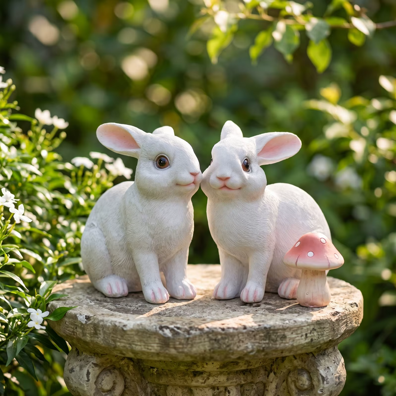 Decorativas Figuras de Conejos Blancos para Jardín y Hogar - imagen 4