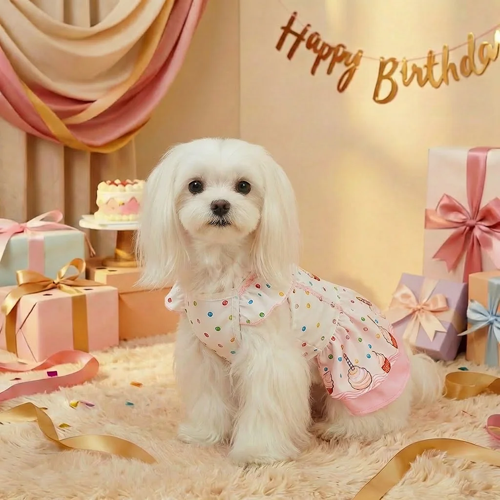 Vestido para gato pequeño con estampado de cupcakes
