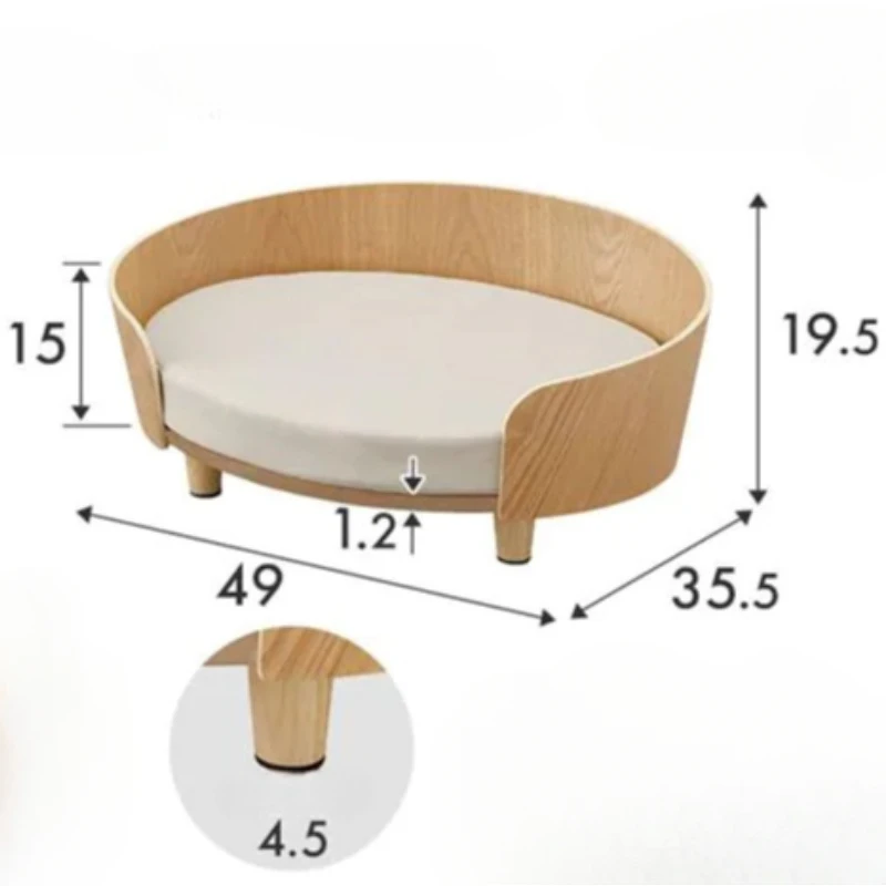 Cama elevada de madera con cojín para gatos y perros de interior - imagen 2
