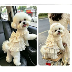 Ropa de verano para perro con lazo y falda ligera – Teddy y Bichón