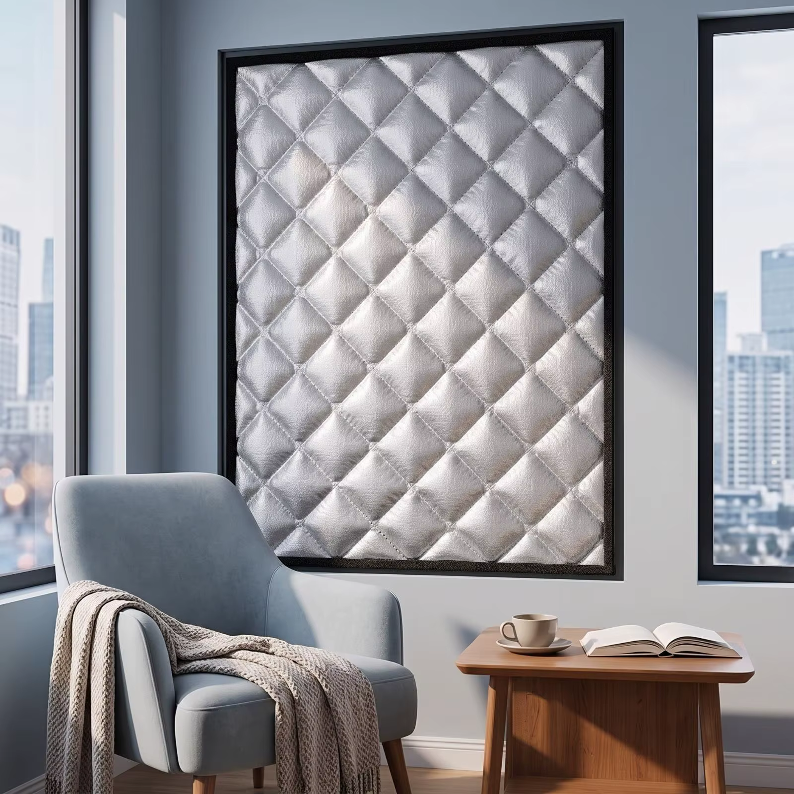 Cortina opaca térmica y acústica para ventanas del dormitorio - imagen 2