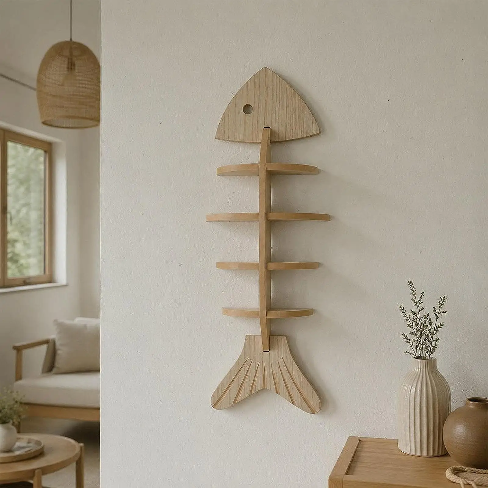 Estante de pared con forma de espina de pescado para gatos - imagen 5