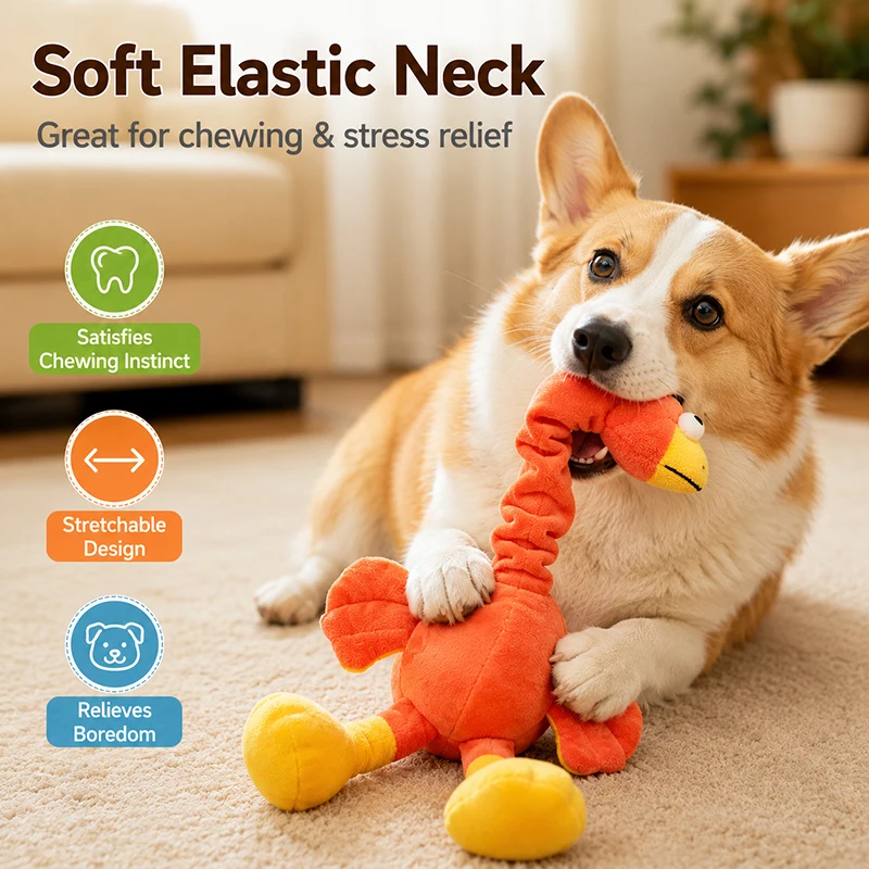 Juguete peluche pájaro con sonido para perros: masticar y tirar - imagen 3