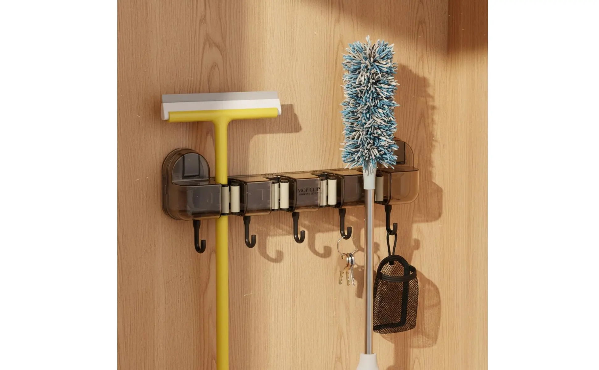 Soporte resistente para fregona y herramientas de limpieza