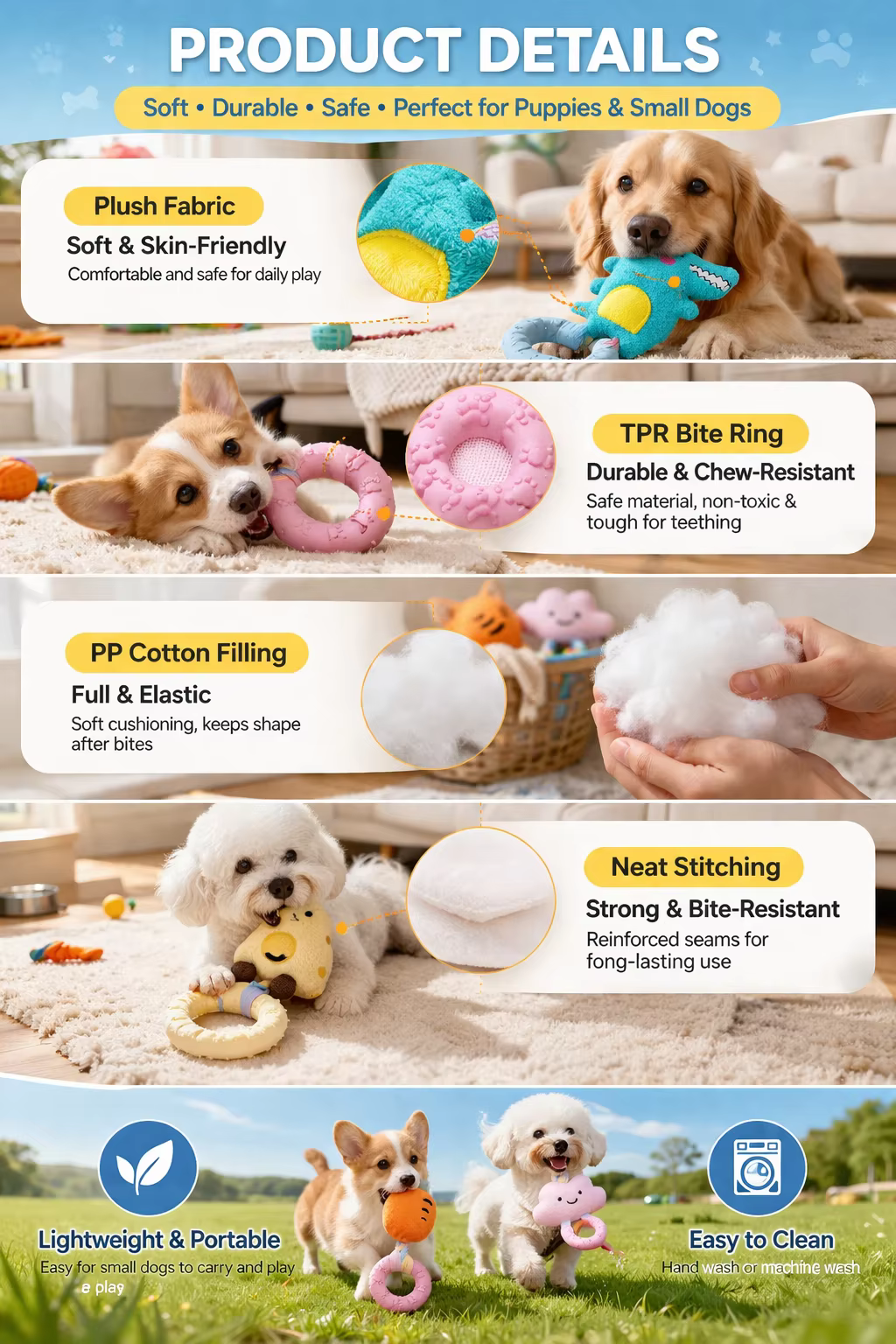 Juguete para perros de peluche y goma