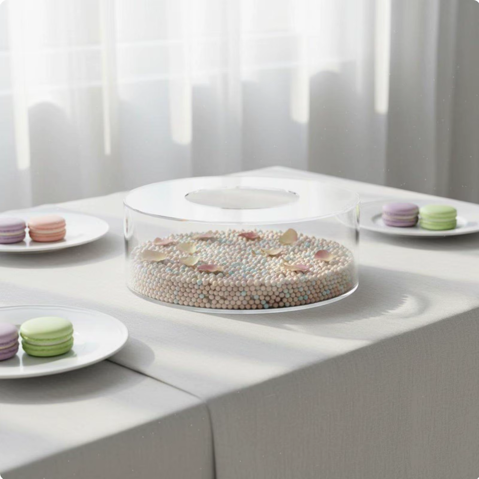 Exhibidor de Pasteles Acrílico Transparente – Versátil y Apilable para Eventos - imagen 4