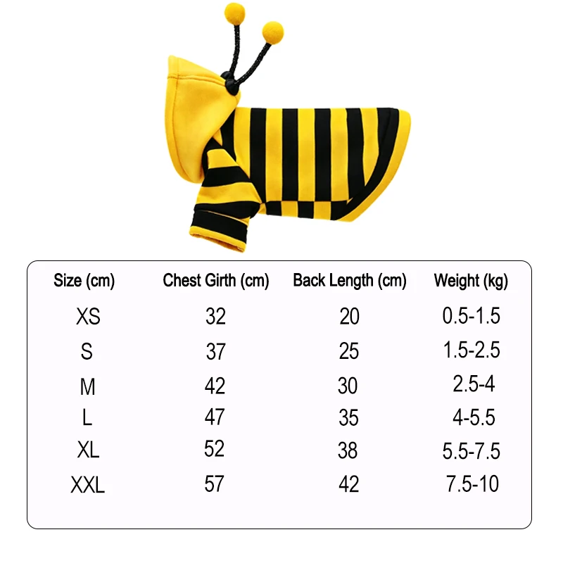 Disfraz de abeja con capucha para mascotas