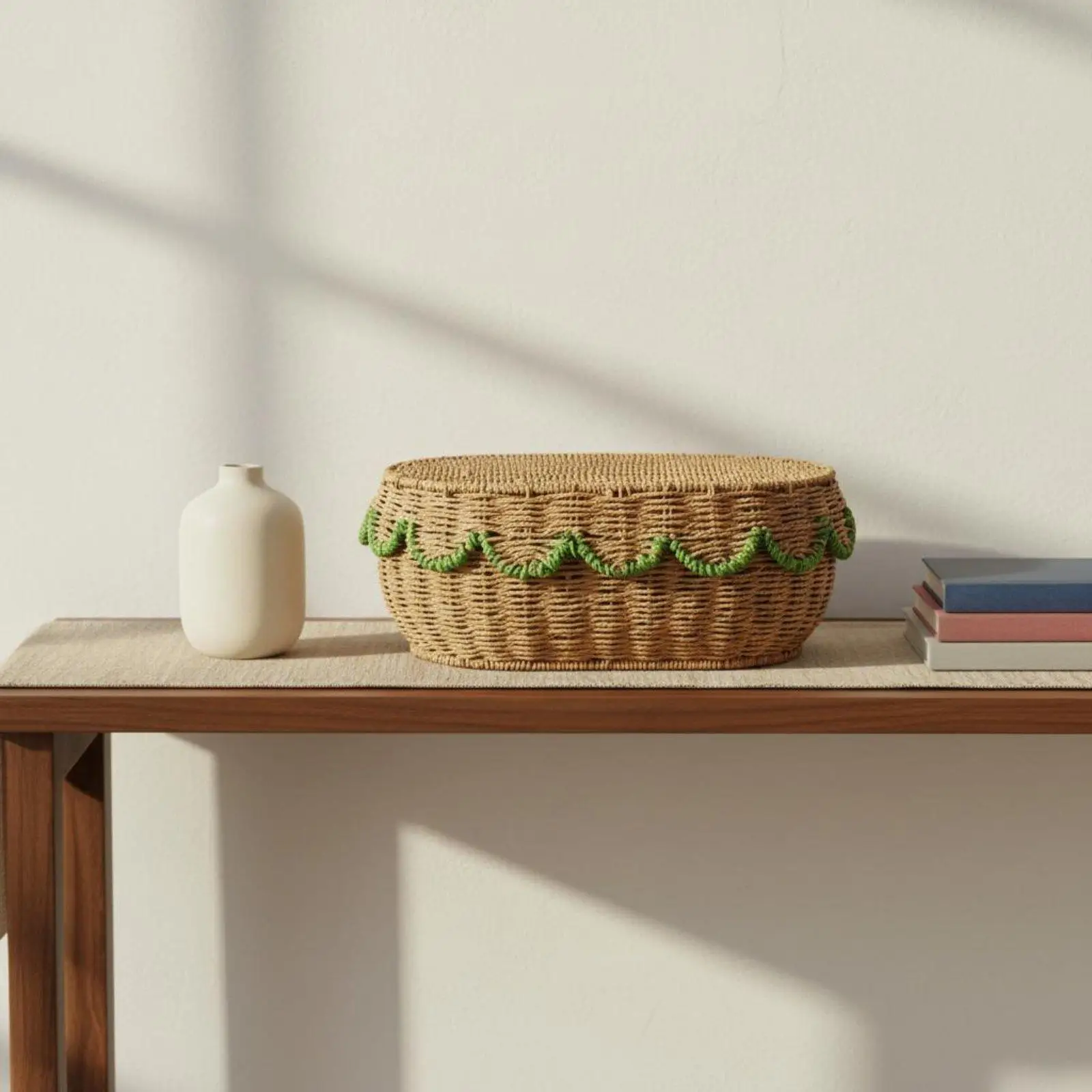 Cesta Tejida para Gatos y Perros Pequeños con Tapa – Mimbre Ovalado - imagen 4
