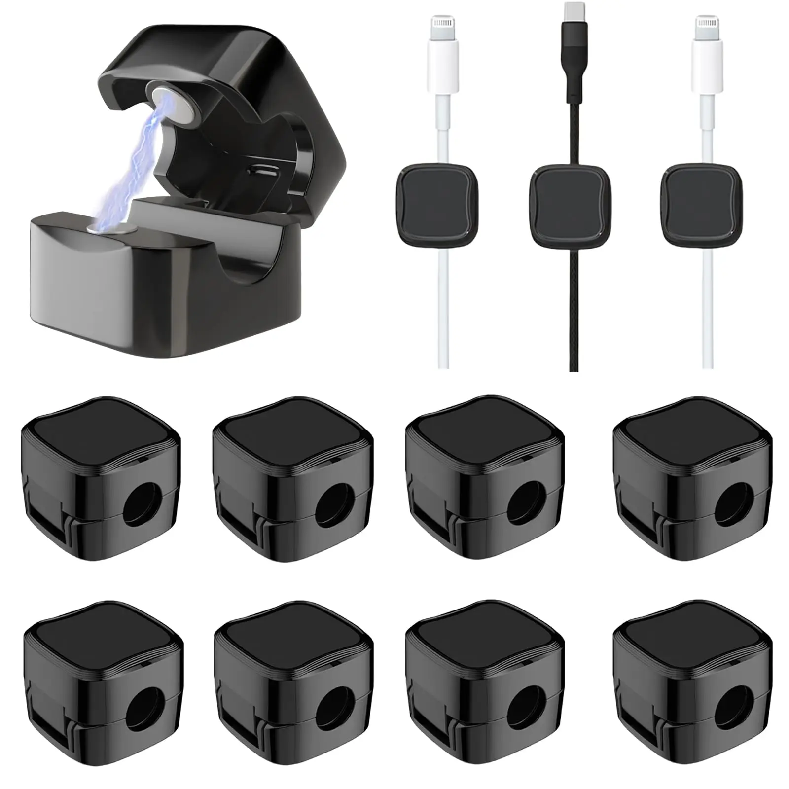 Organizador magnético de cables visto de frente