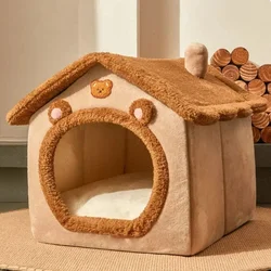 Casa Cama Plegable Cálida para Gatos y Perros – Nido Interior para Invierno