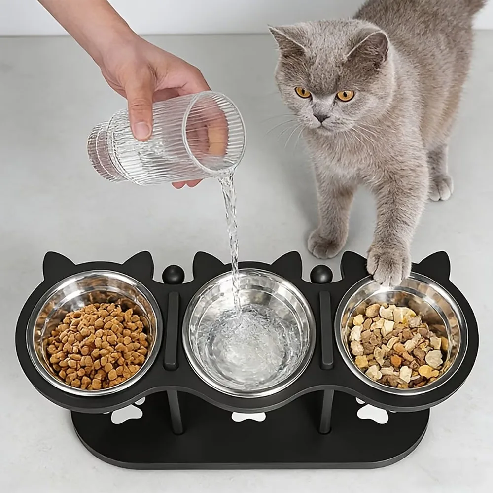 Comedero elevado para gatos y perros pequeños con acero inoxidable - imagen 3