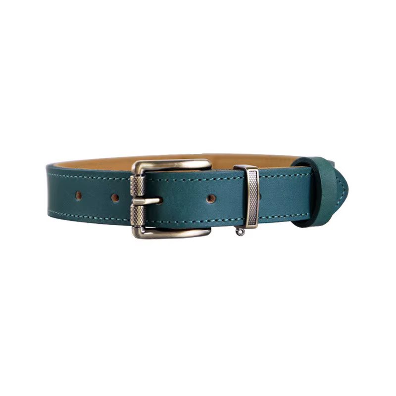 Collar de cuero italiano grano completo para perro – Herrajes vintage antitirones
