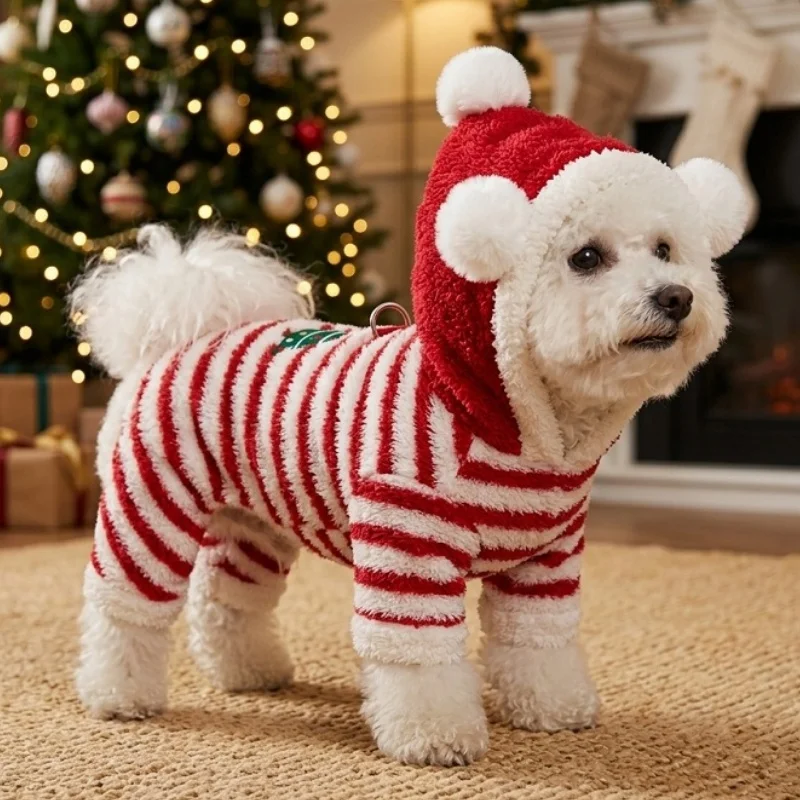 Mono con capucha de felpa para perros y gatos – Invierno - imagen 4