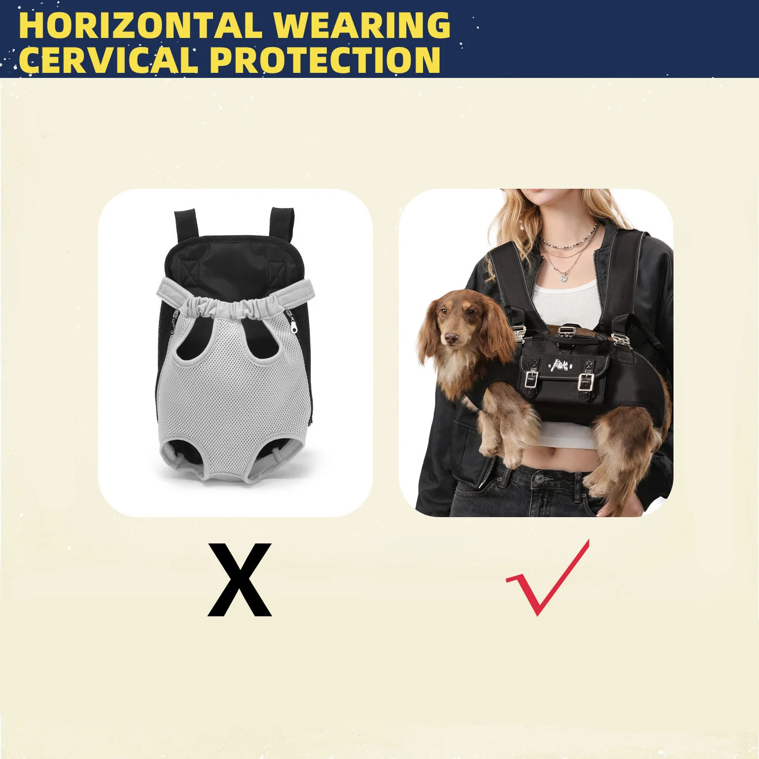 Interior de la mochila para perro salchicha