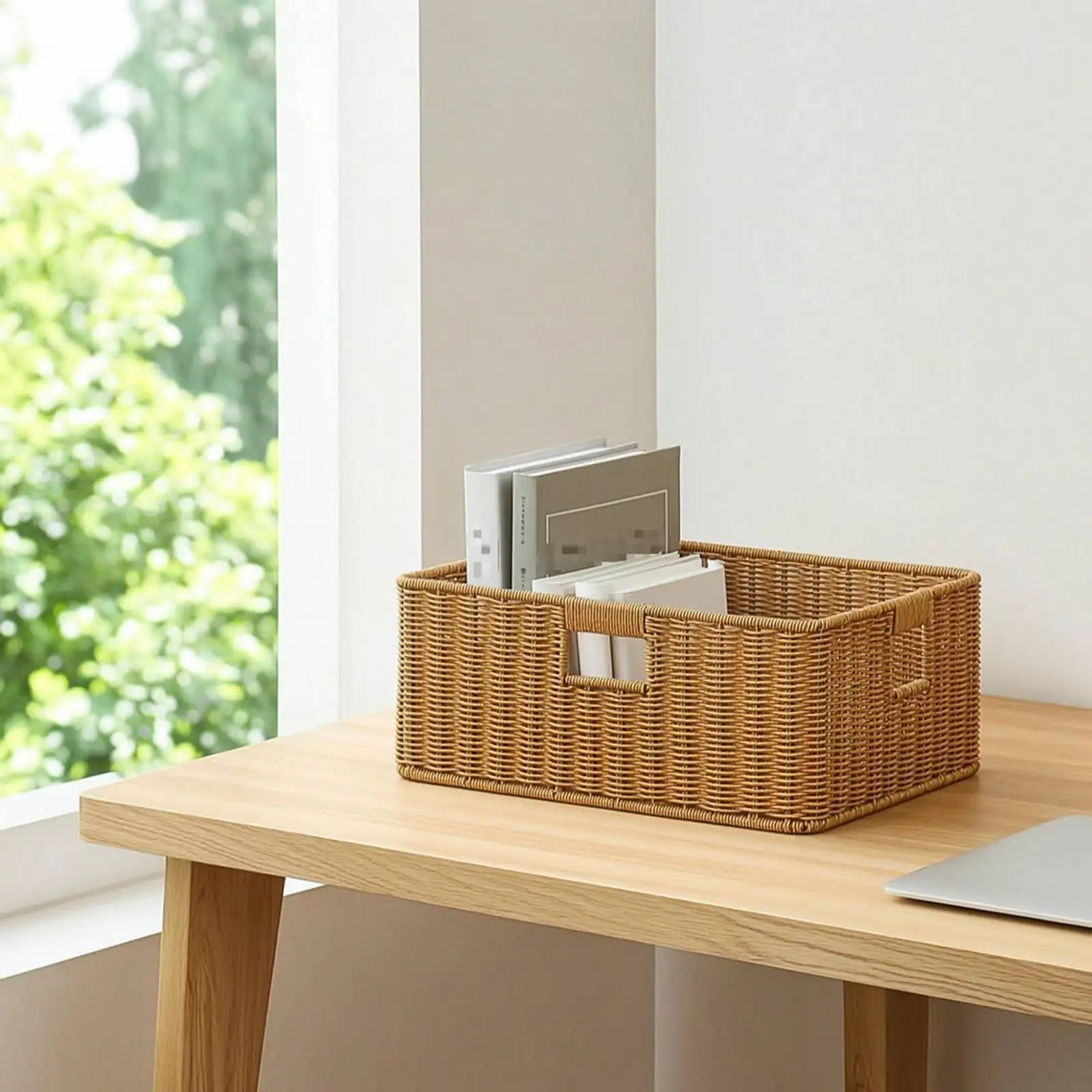 Cesta Tejida Apilable con Asas para Baño y Despensa - imagen 5