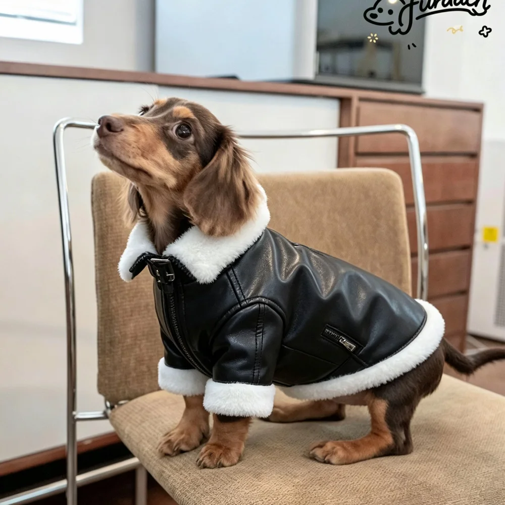 Abrigo cálido con forro polar y cremallera para perros Dachshund - imagen 5
