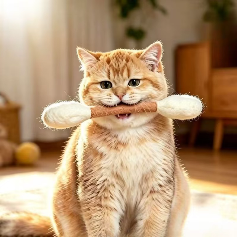 Juguete de palo de algodón para gatos – Mastica y cuida sus