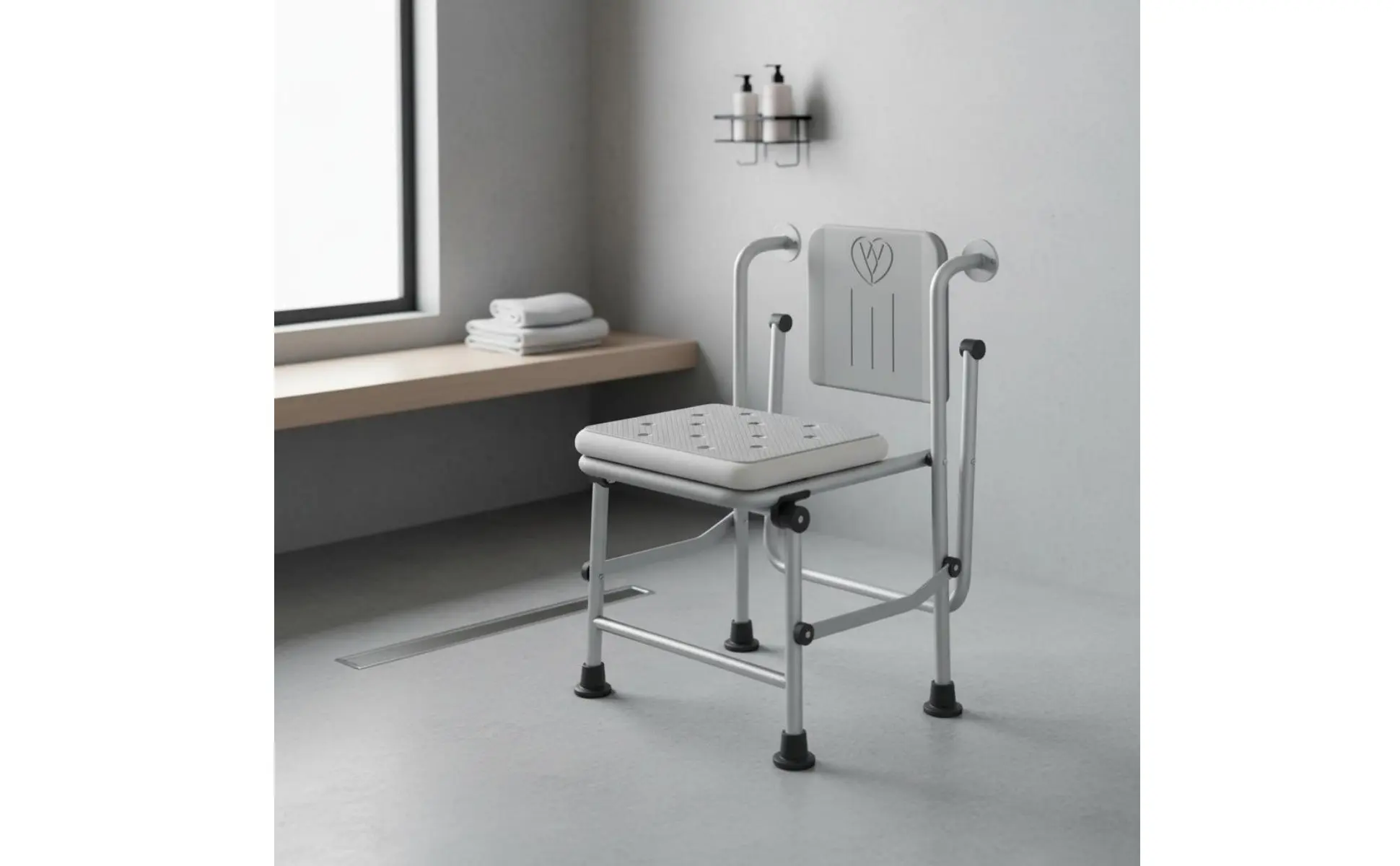 Silla de ducha plegable vista lateral