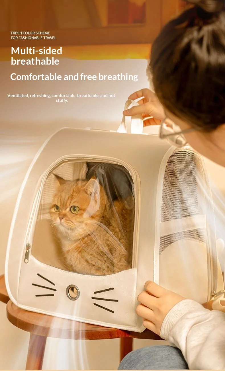 Transportadora tipo cápsula y compartimento para gato