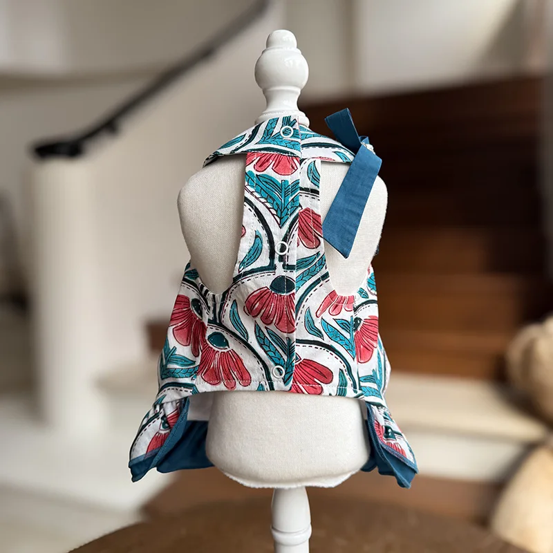Vestido floral princesa con volantes y lazo para perros pequeños - imagen 2