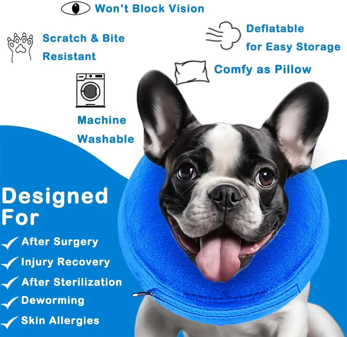 Collar inflable para perros – Protector postoperatorio suave - imagen 3