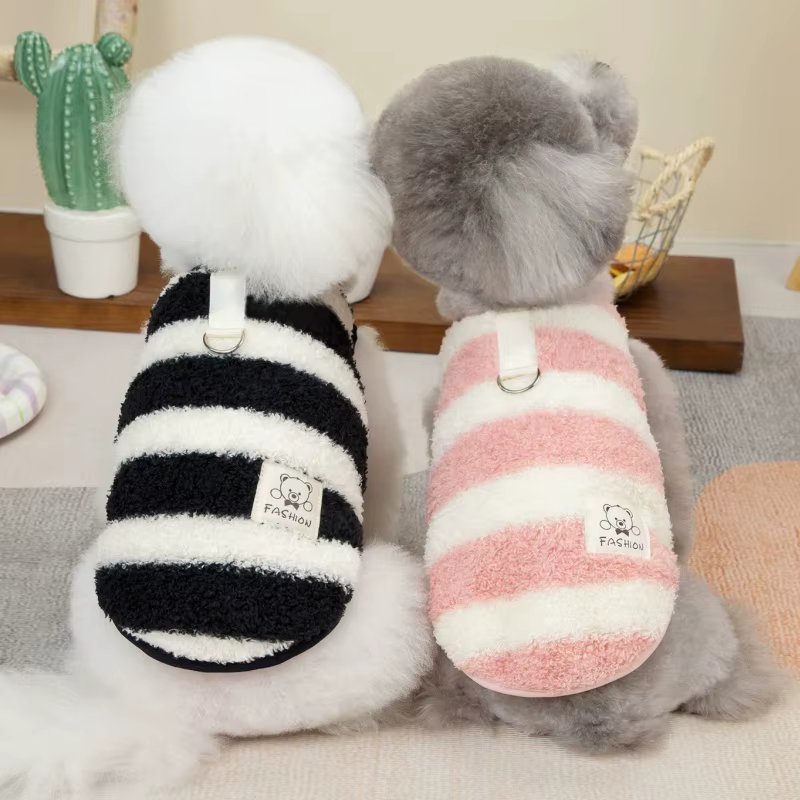 Chaleco de lana a rayas para perro y gato – Sudadera con capucha - imagen 4