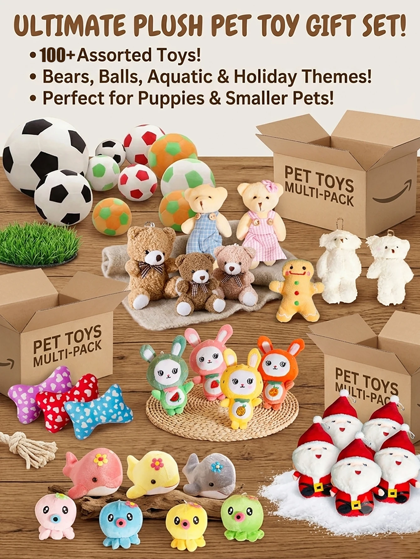 Variedad de juguetes para perros de peluche y nudo TPR