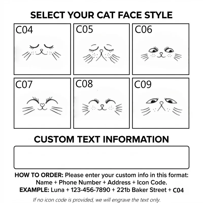 Collar de identificación para mascotas con diseño de gato