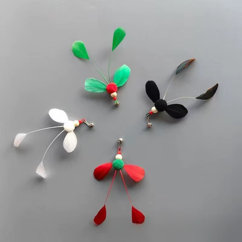 Varita intercambiable para gatos con repuestos de plumas e insectos - imagen 2