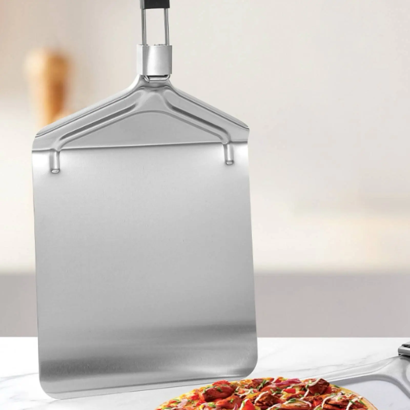 Pala para pizza de acero inoxidable con mango desmontable y plegable - imagen 4