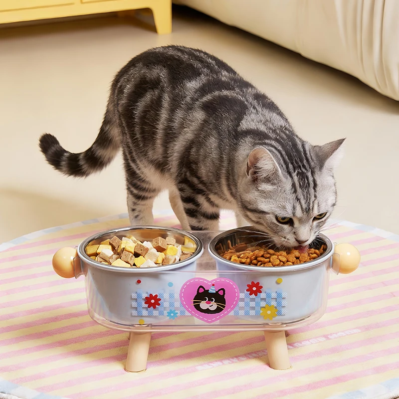 Tazón de acero inoxidable con soporte cuello para gatos y perros - imagen 2