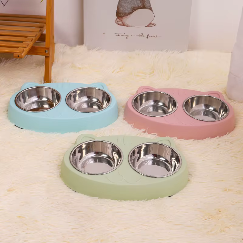 Comedero doble acero inoxidable antideslizante para perros y gatos - imagen 2