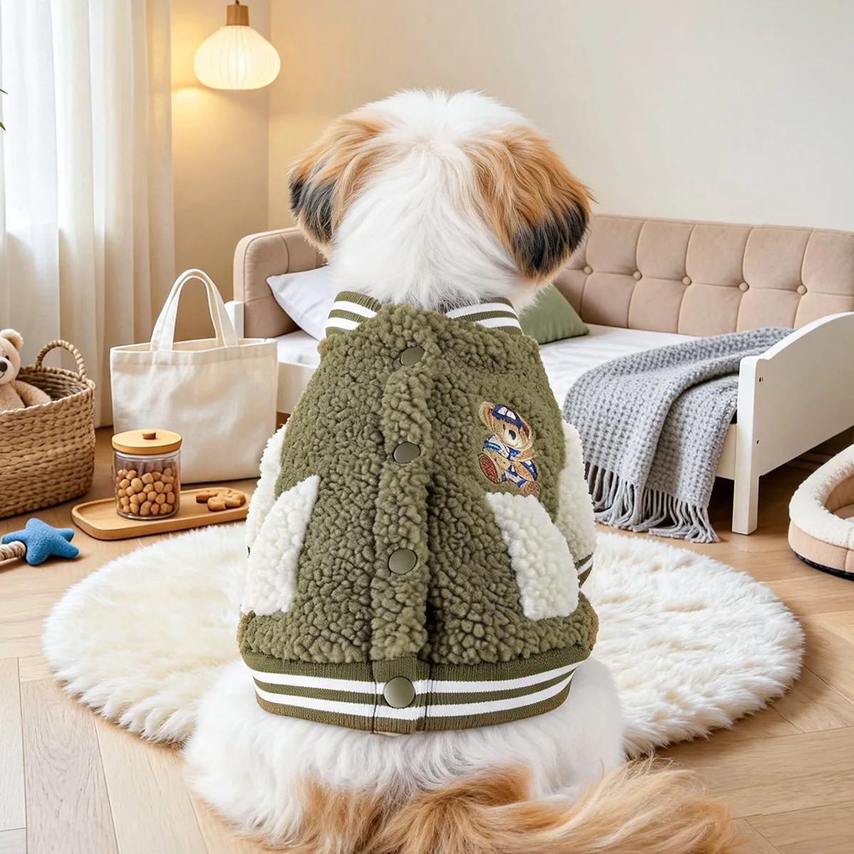 Chaqueta béisbol polar para perros pequeños cálido resistente al viento - imagen 5