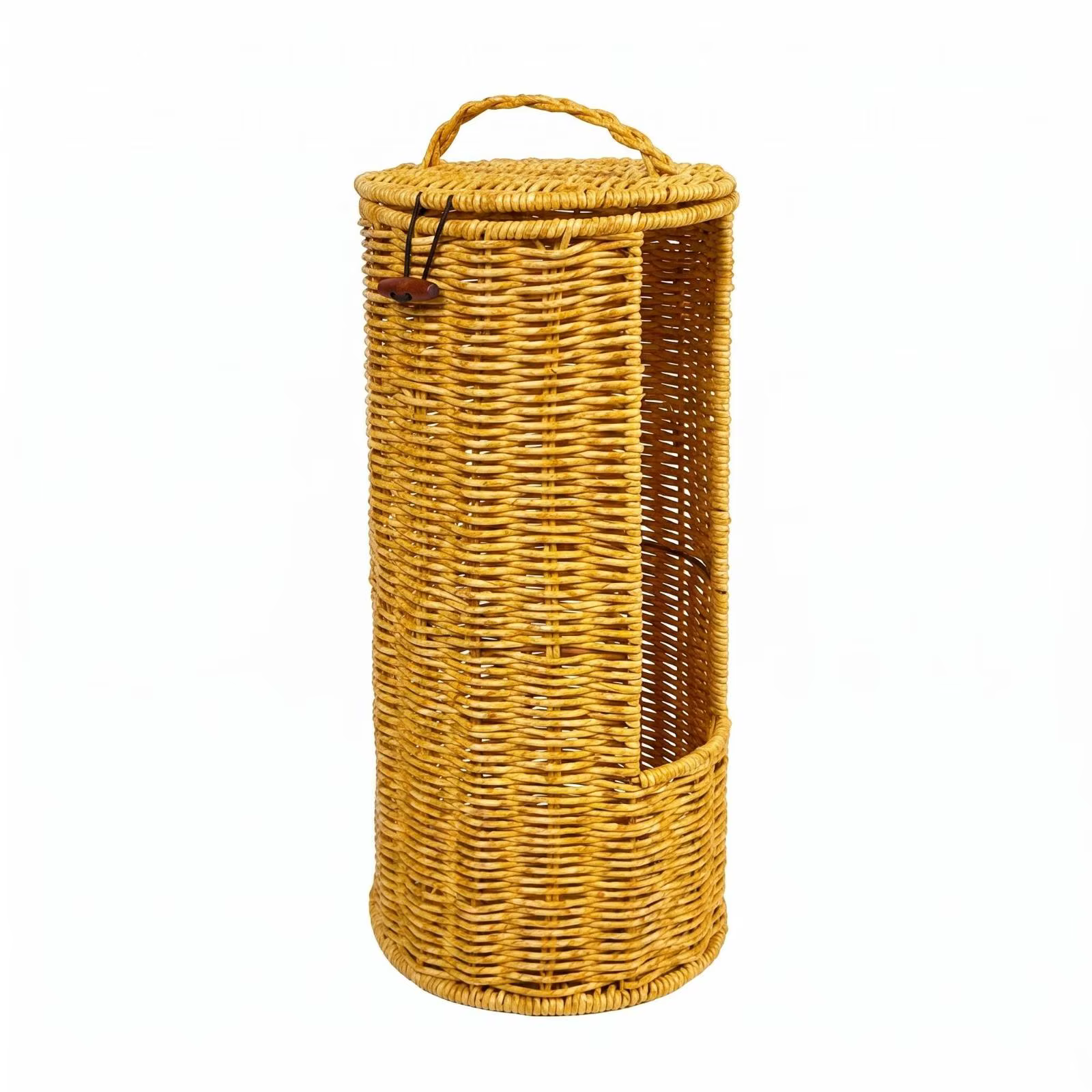 Portarrollos mimbre con tapa cesta alta para baño y hogar