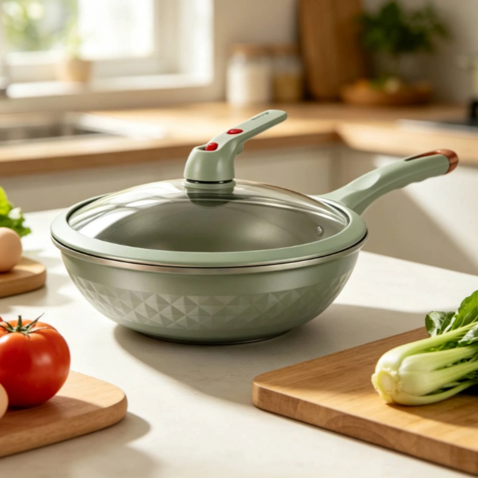 Wok con Tapa de Vidrio para Freír y Saltear – Apto para Estufa de Gas - imagen 2