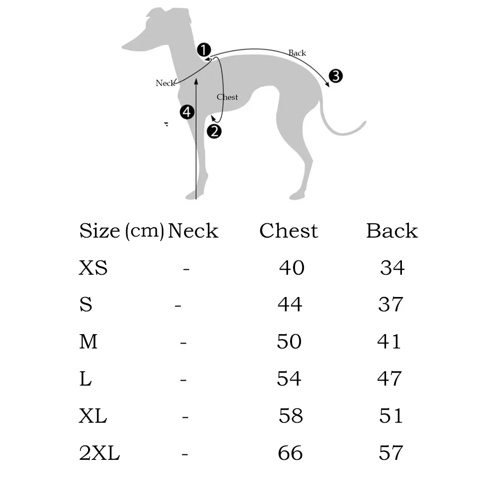 Pijama de 4 patas para Whippet, vista frontal