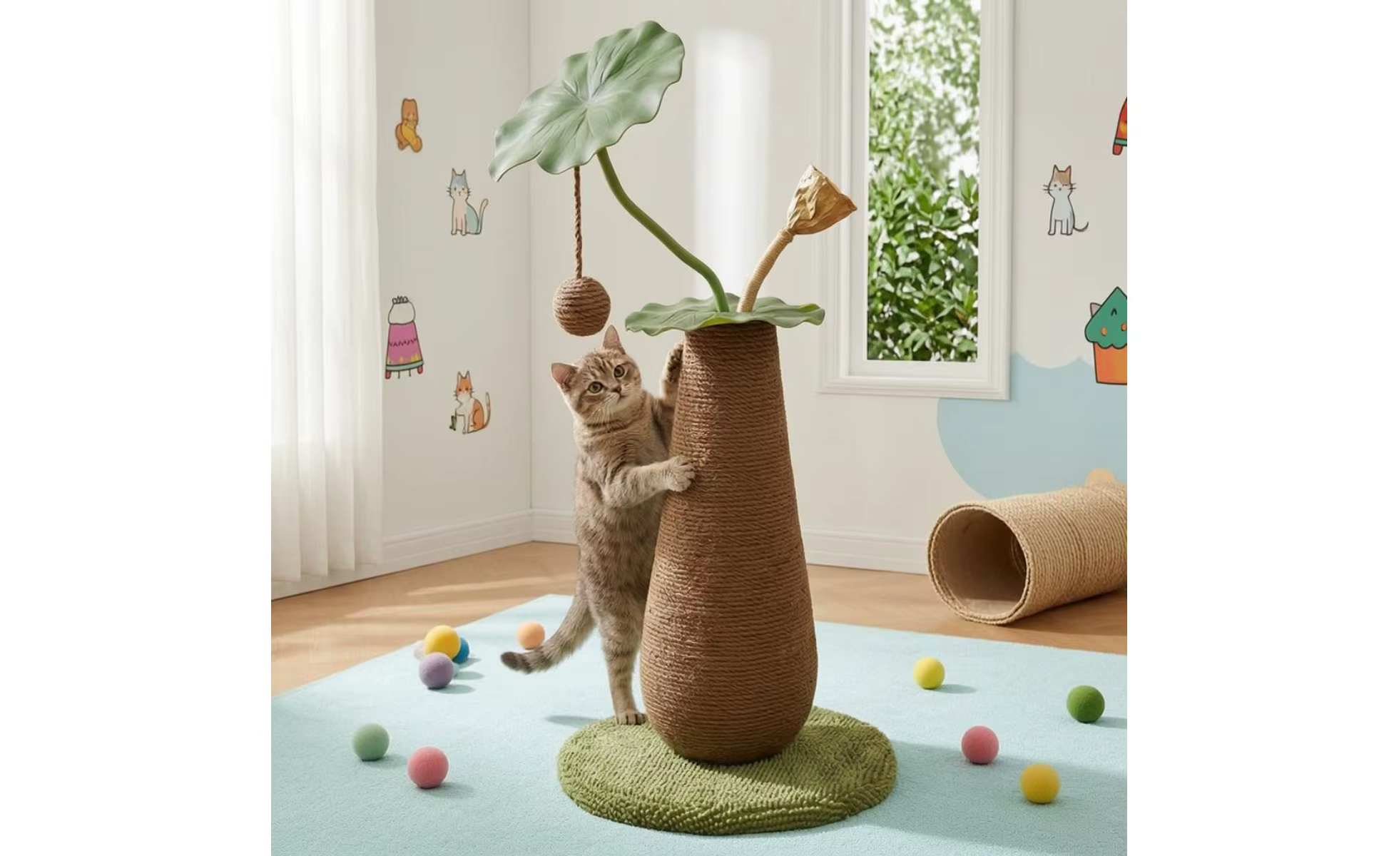 Rascador vertical decorativo en estilo natural