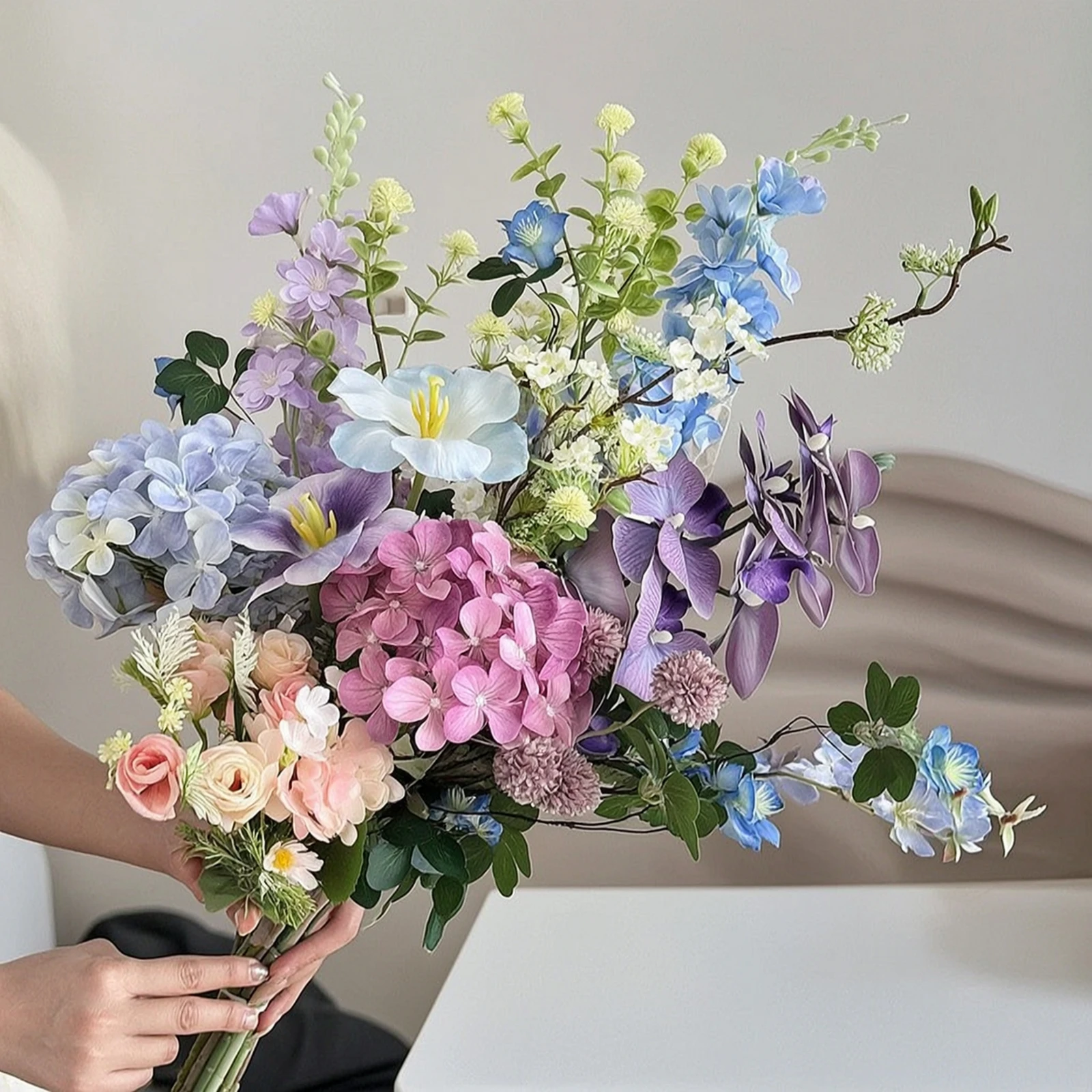 Ramo de Flores Artificiales para Decoración del Hogar – Arreglo con Tallos - imagen 5