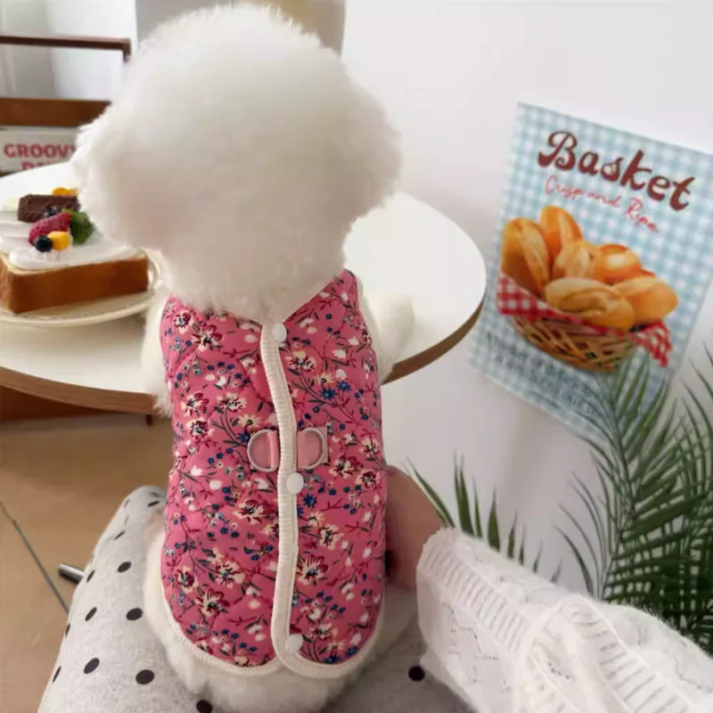 Chaleco Cálido Floral para Perros Pequeños y Gatos – Otoño e Invierno - imagen 4