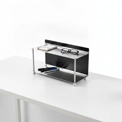 Organizador de escritorio de acero inoxidable de dos niveles