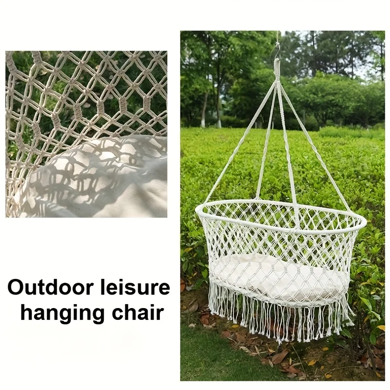 Columpio macramé para bebé – Columpio de cuerda tejido a mano para interior y exterior - imagen 3