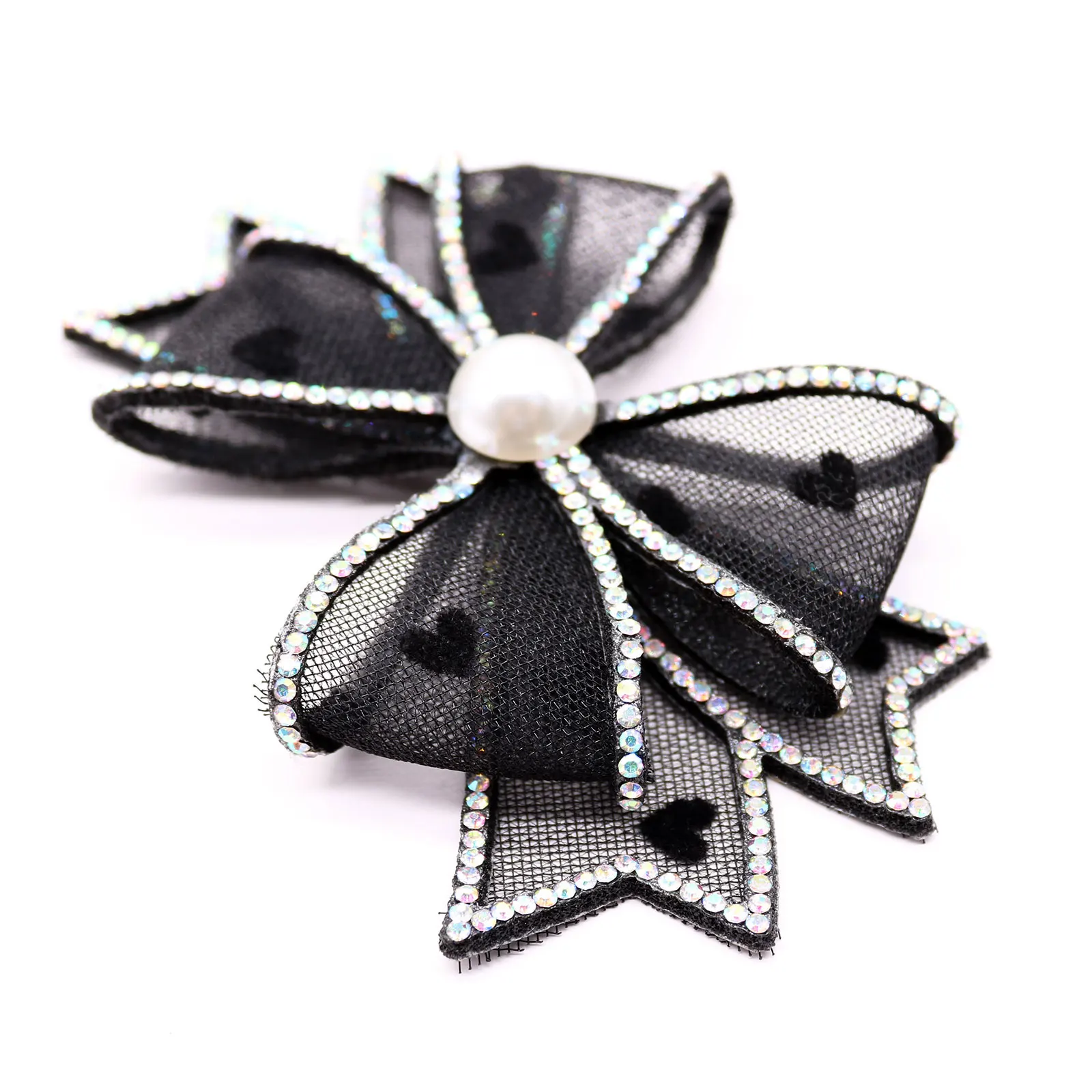 Lazos con pedrería negra y perlas removibles para collar de perro - imagen 3
